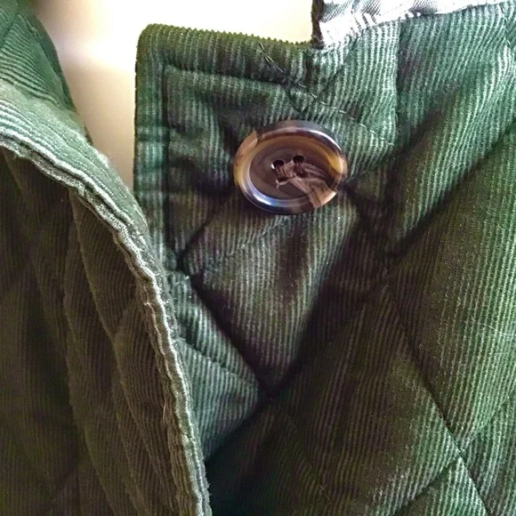 Talbots XL Women’s Quilted Jacket Corduroy Hunter Green Barn/Fisherman Core - Picture 7 of 16